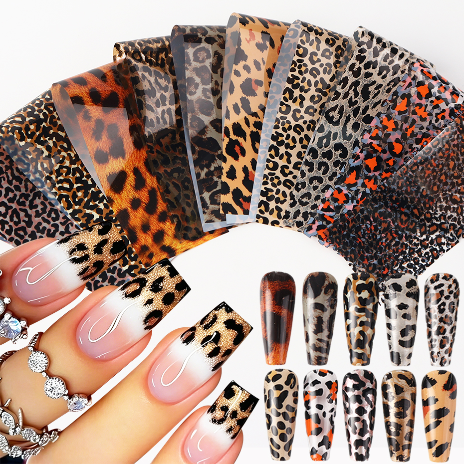 Nail Art Leopard - 10pcs Set Colorful Leopard Print Nail