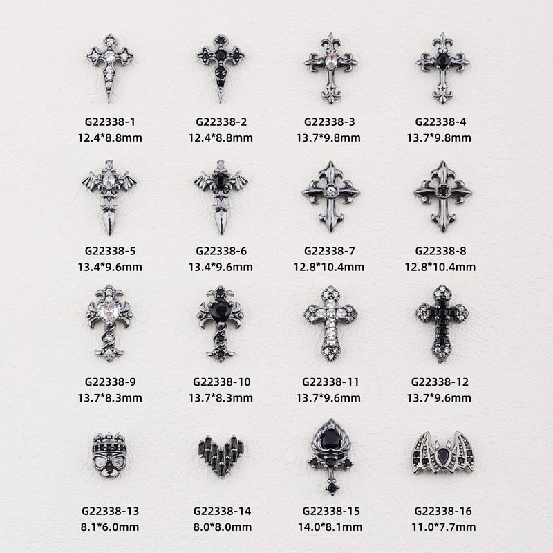 Nail Art Vampire - 10pcs Halloween Dark Black Cross Zircon
