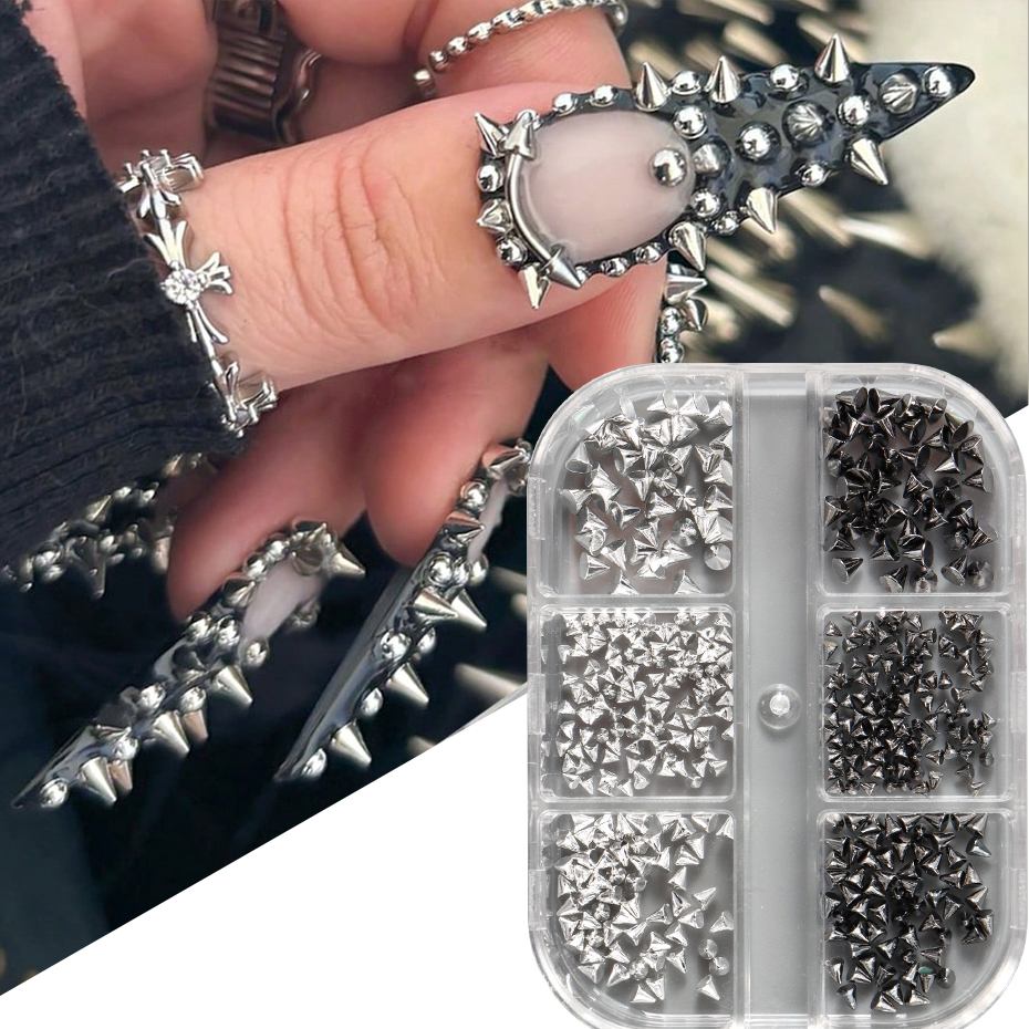 Nail Art Vampire - 6Grids Metallic Rivet Punk Nail Charm