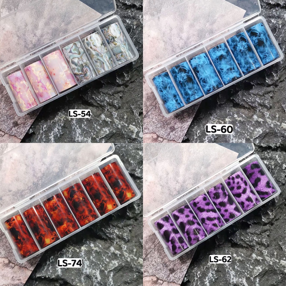 Nail Art Leopard - 6 rolls Flame Nail Foils for