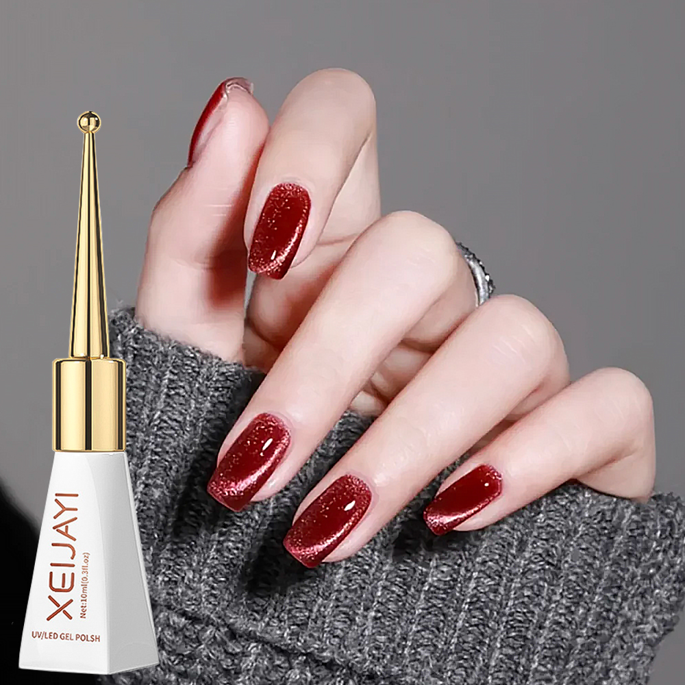 Nail Art Red Wine Cat Eye - Xeijayi 10ml Wine Red Cat Eye