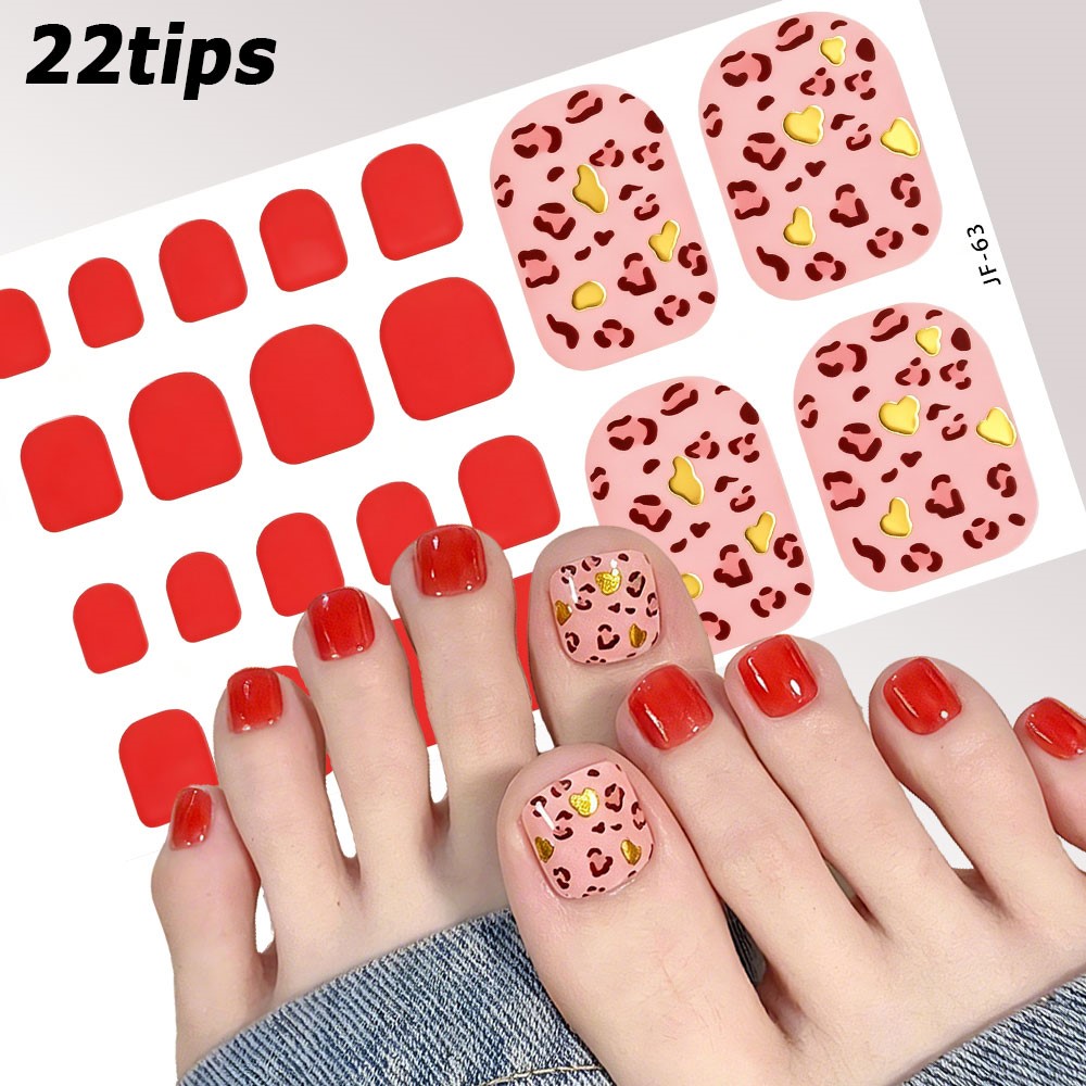 Nail Art Leopard - 1PC/22tips Pink Leopard print Toenail Full