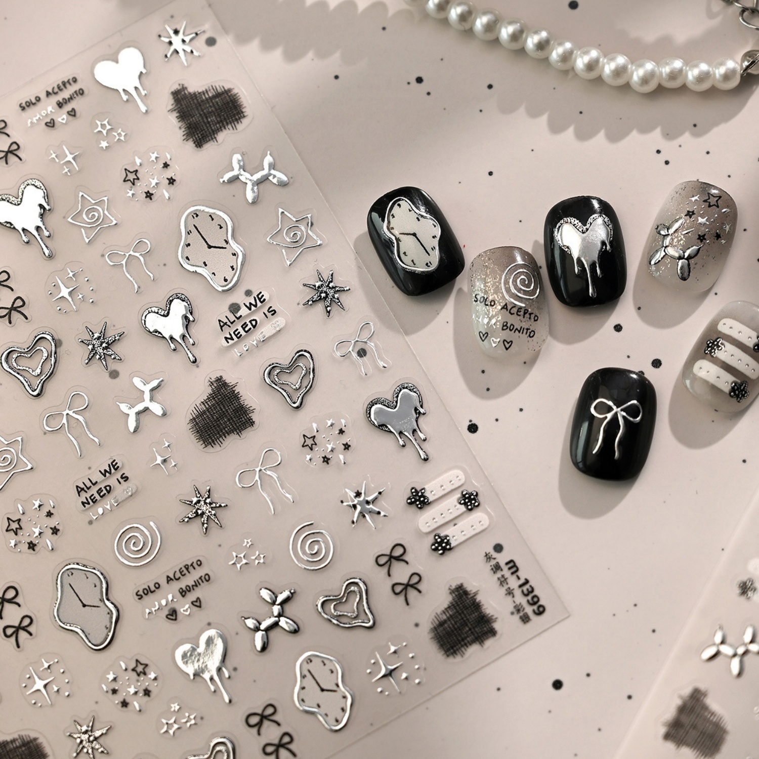 Nail Art Vampire - Cool Silver Gray Y2K Symbol 5D