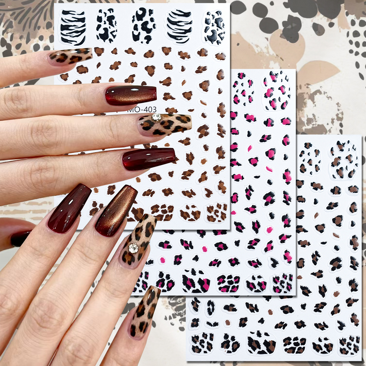 Nail Art Leopard - 3/6 Sheets Leopard Print Nail Art