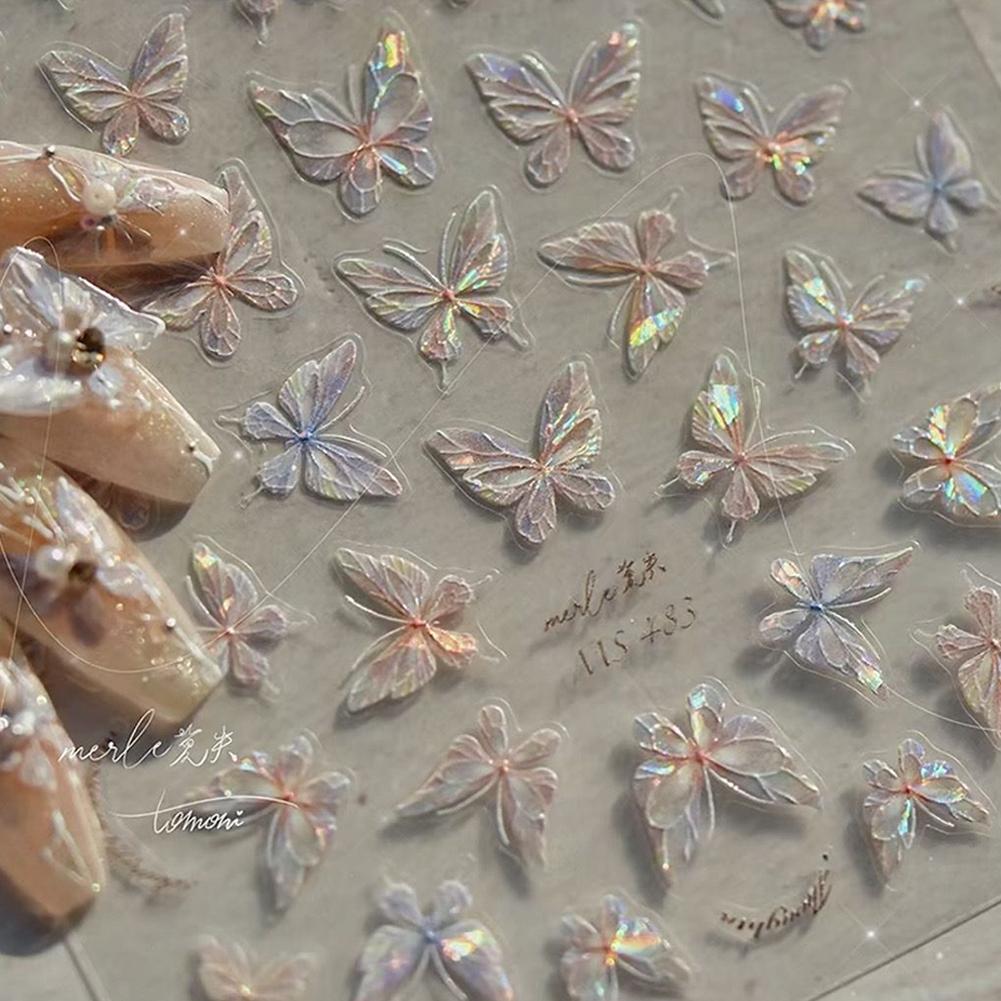 Nail Art Vampire - Pearlescent Butterfly Nail Stickers Iridescent Wing