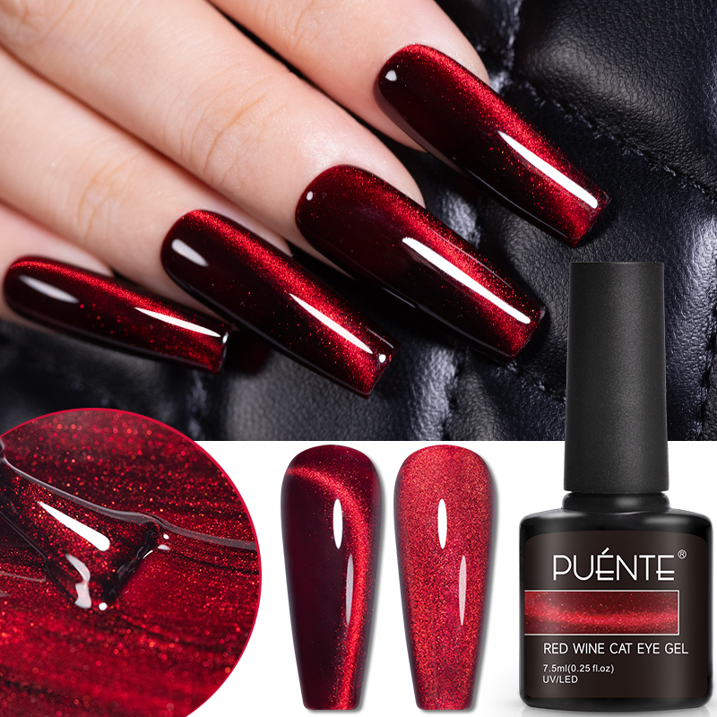 PUENTE 7.5ML Wine Red Cat Eye  - đánh giá và giá Nail Art Red Wine Cat Eye