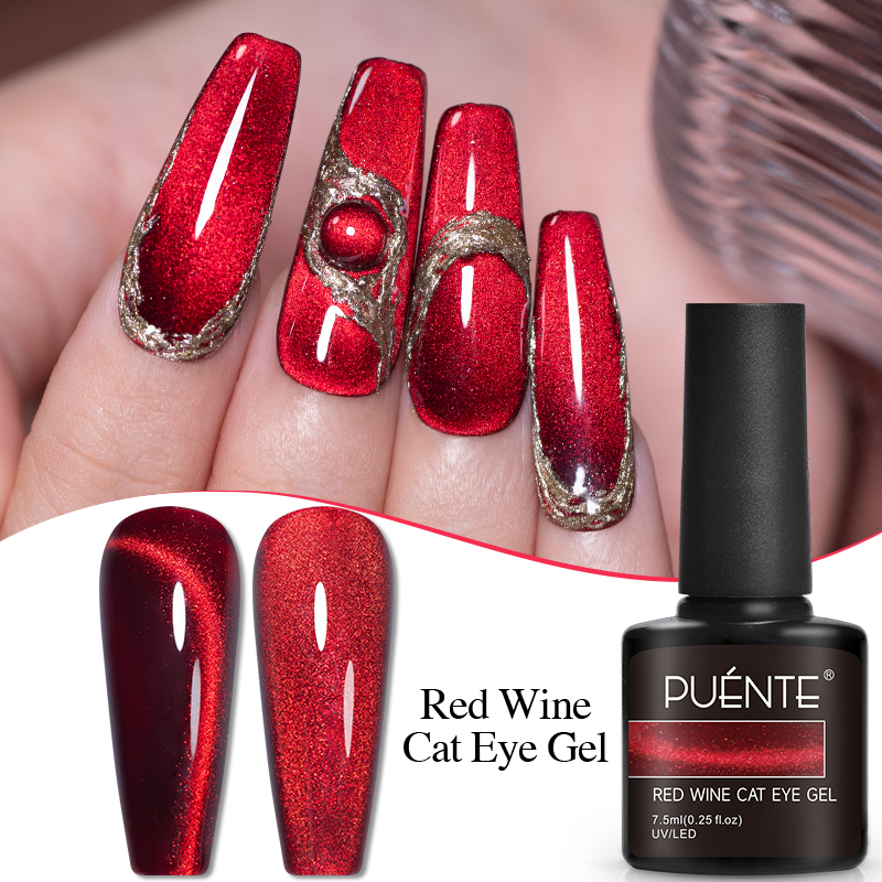 PUENTE 7.5ML Wine Red Cat Eye  - đánh giá và giá Nail Art Red Wine Cat Eye