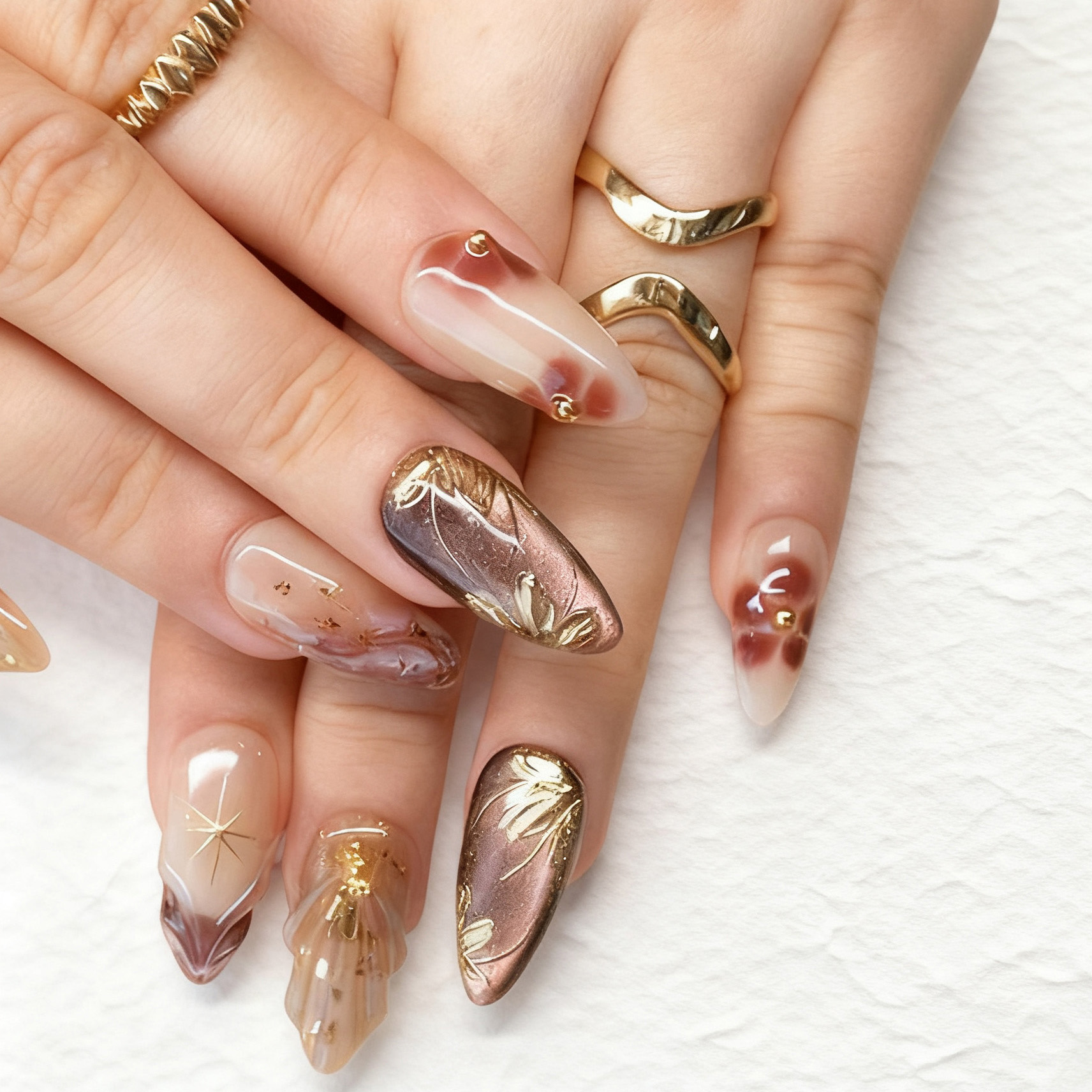 24pcs Flower False Nails Brown - đánh giá và giá Nail Art Leopard