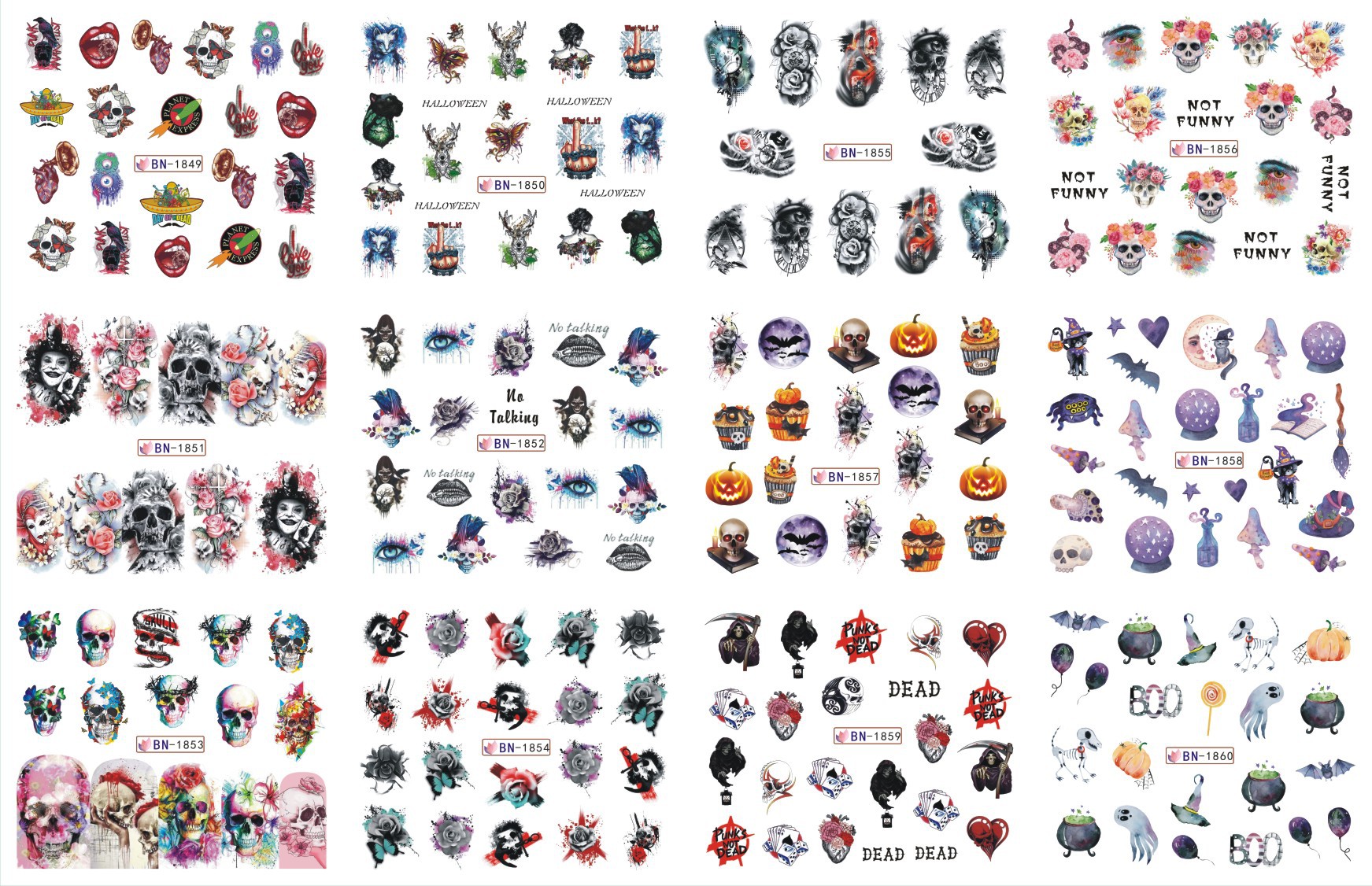 12 Sheets Various Halloween El - đánh giá và giá Nail Art Zombie