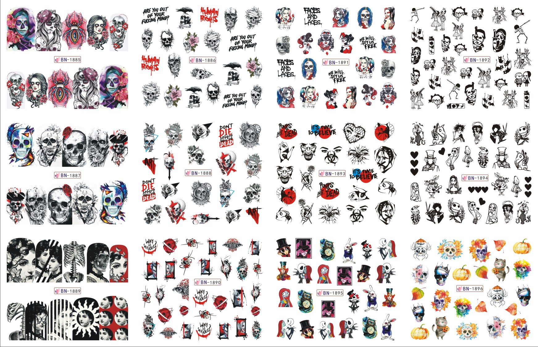 12 Sheets Various Halloween El - đánh giá và giá Nail Art Zombie