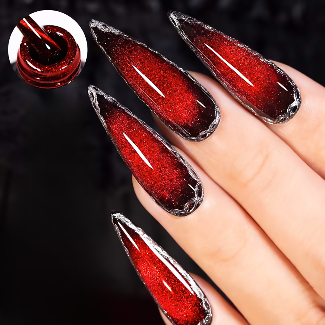 SHAKA 1pcs Flash Cherry Wine R - đánh giá và giá Nail Art Red Wine Cat Eye