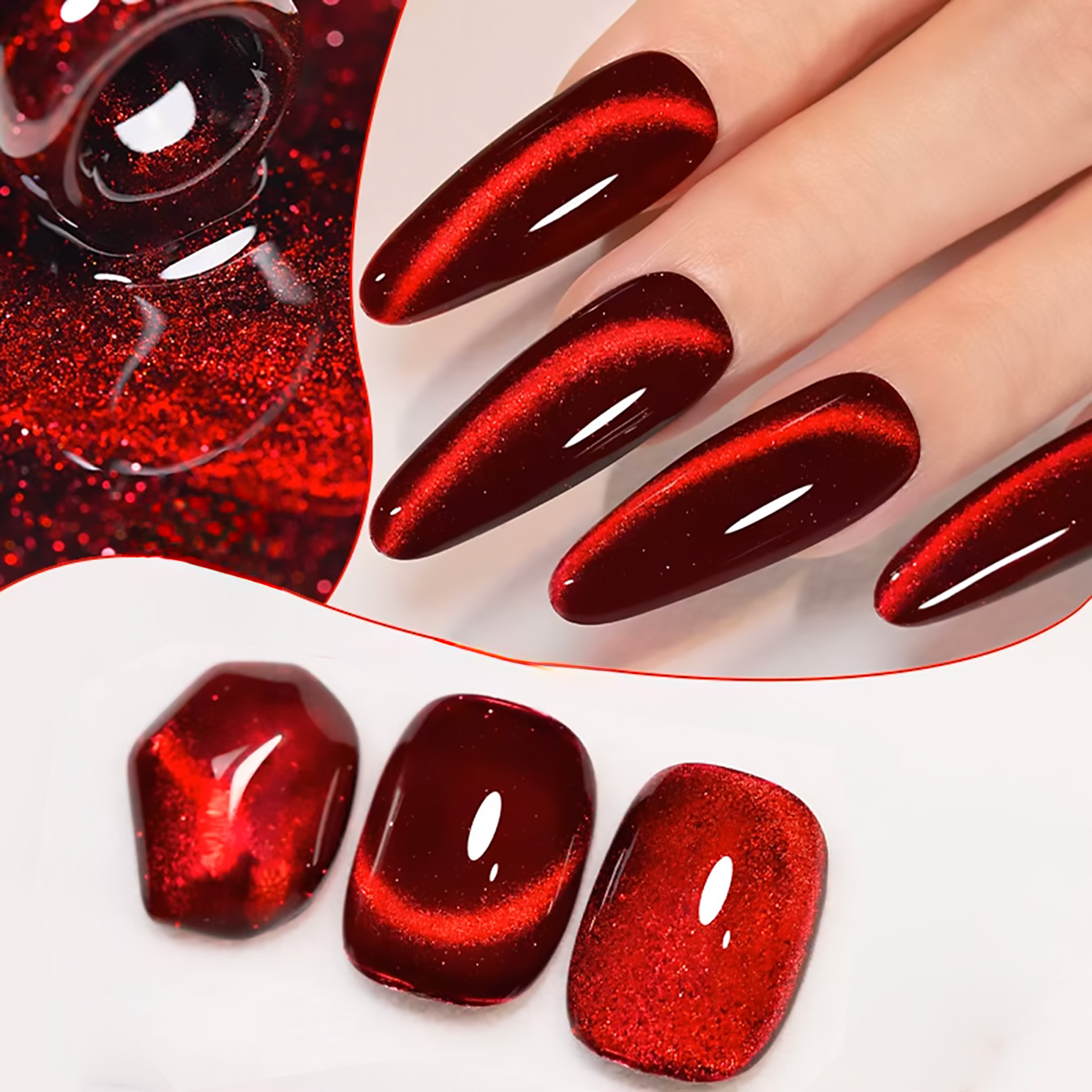 SHAKA 1pcs Red Transparent Cat - đánh giá và giá Nail Art Red Wine Cat Eye