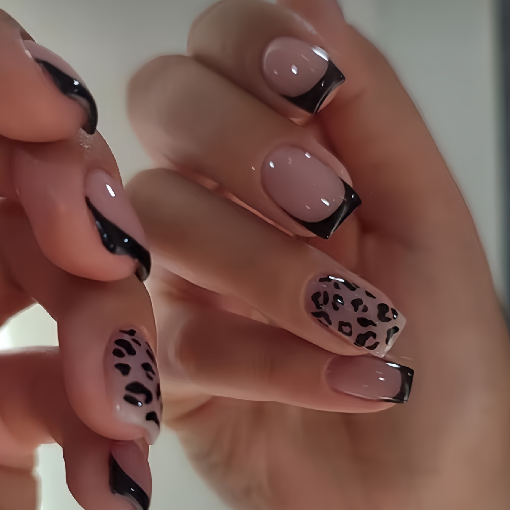 24Pcs French Short Red Leopard - đánh giá và giá Nail Art Leopard