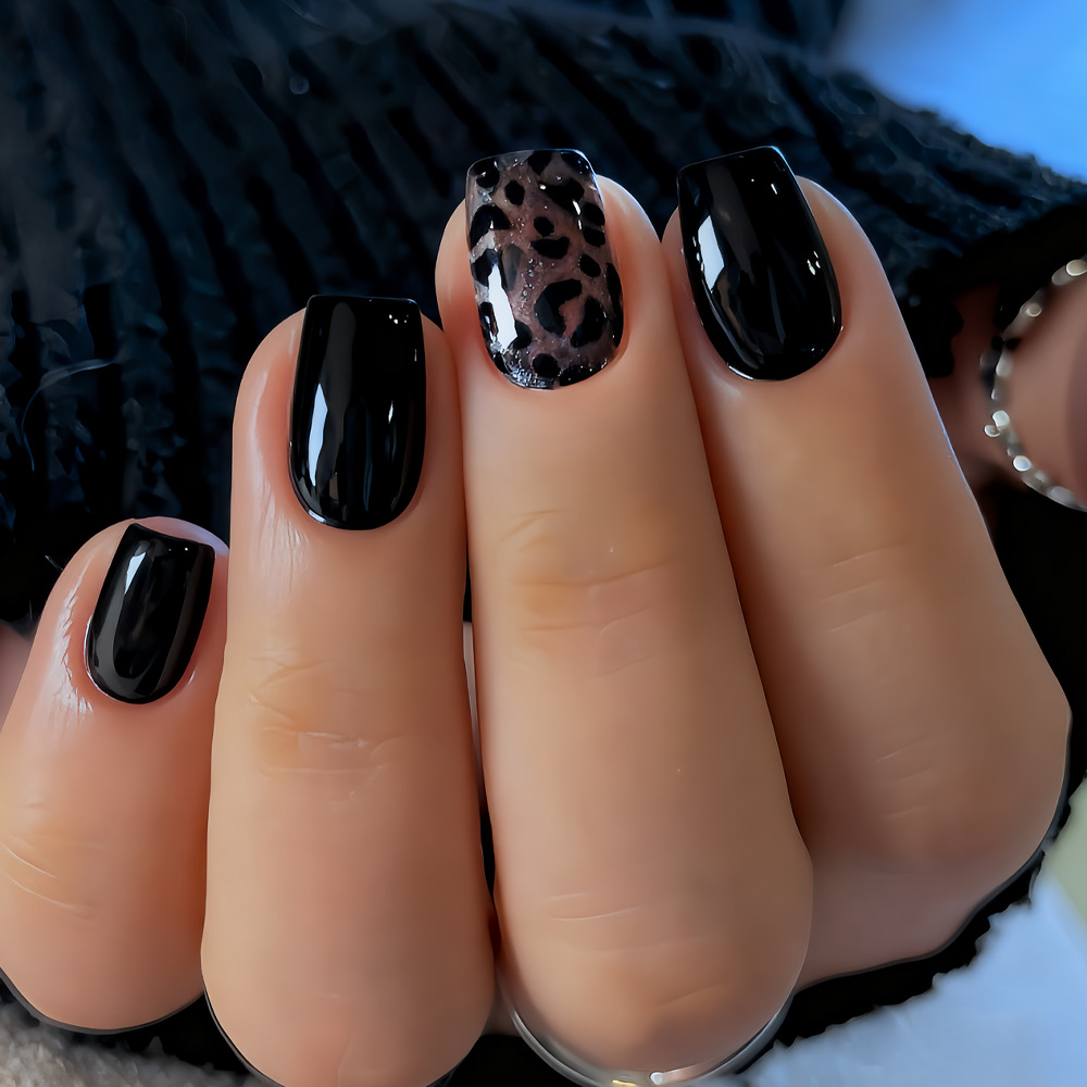 24Pcs French Short Red Leopard - đánh giá và giá Nail Art Leopard