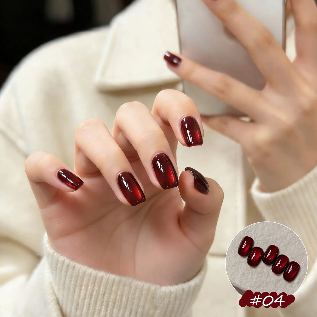 1pcs PSK 2026 New Lucky Red Ca - đánh giá và giá Nail Art Red Wine Cat Eye