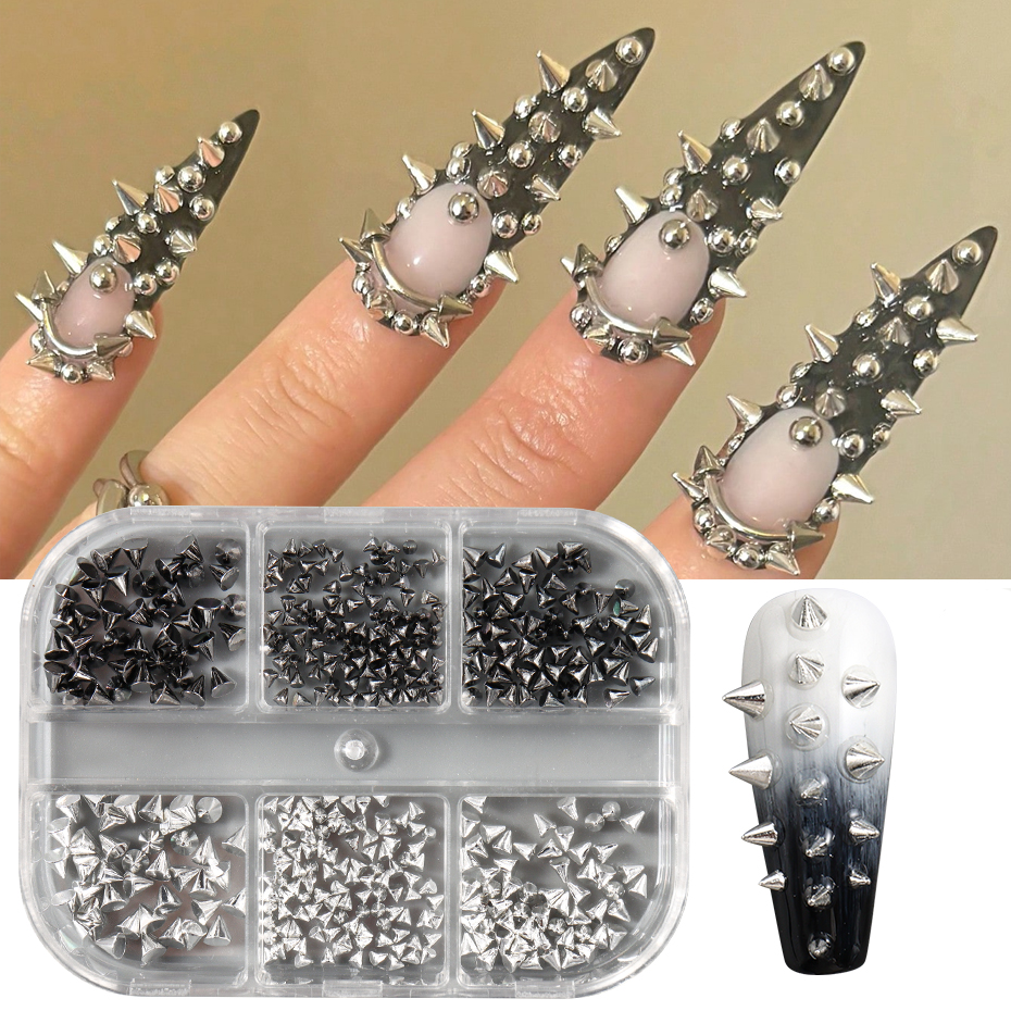 6Grids Metallic Rivet Punk Nai - đánh giá và giá Nail Art Vampire