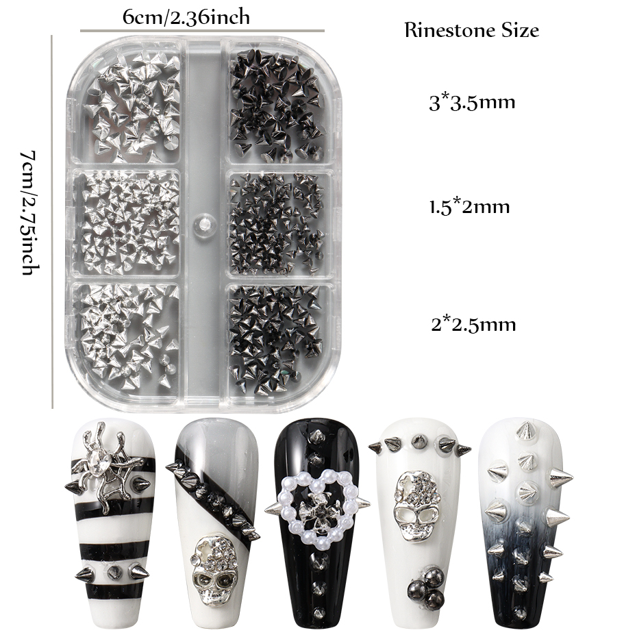 6Grids Metallic Rivet Punk Nai - đánh giá và giá Nail Art Vampire
