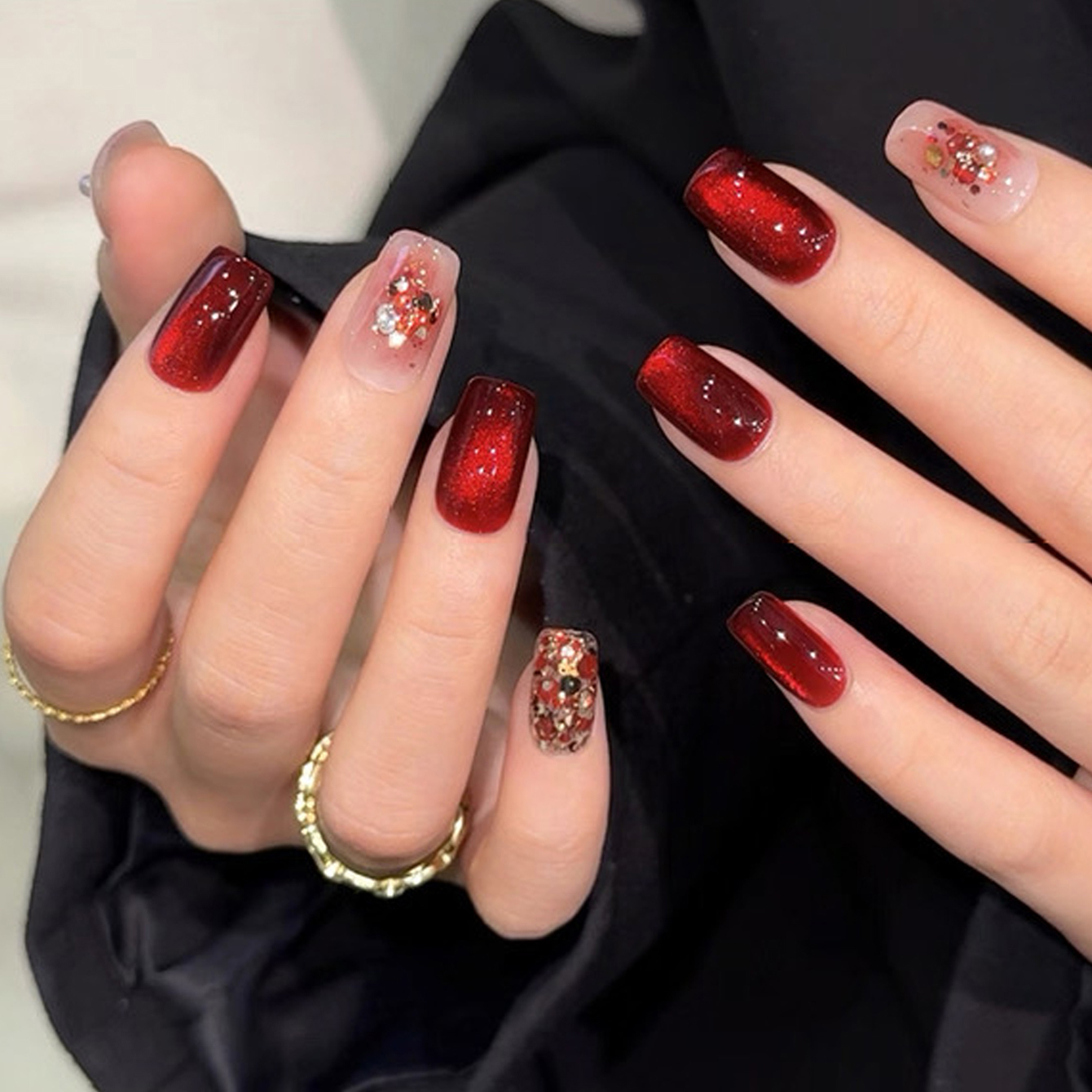 1pcs TC Flash Cherry Wine Red  - đánh giá và giá Nail Art Red Wine Cat Eye