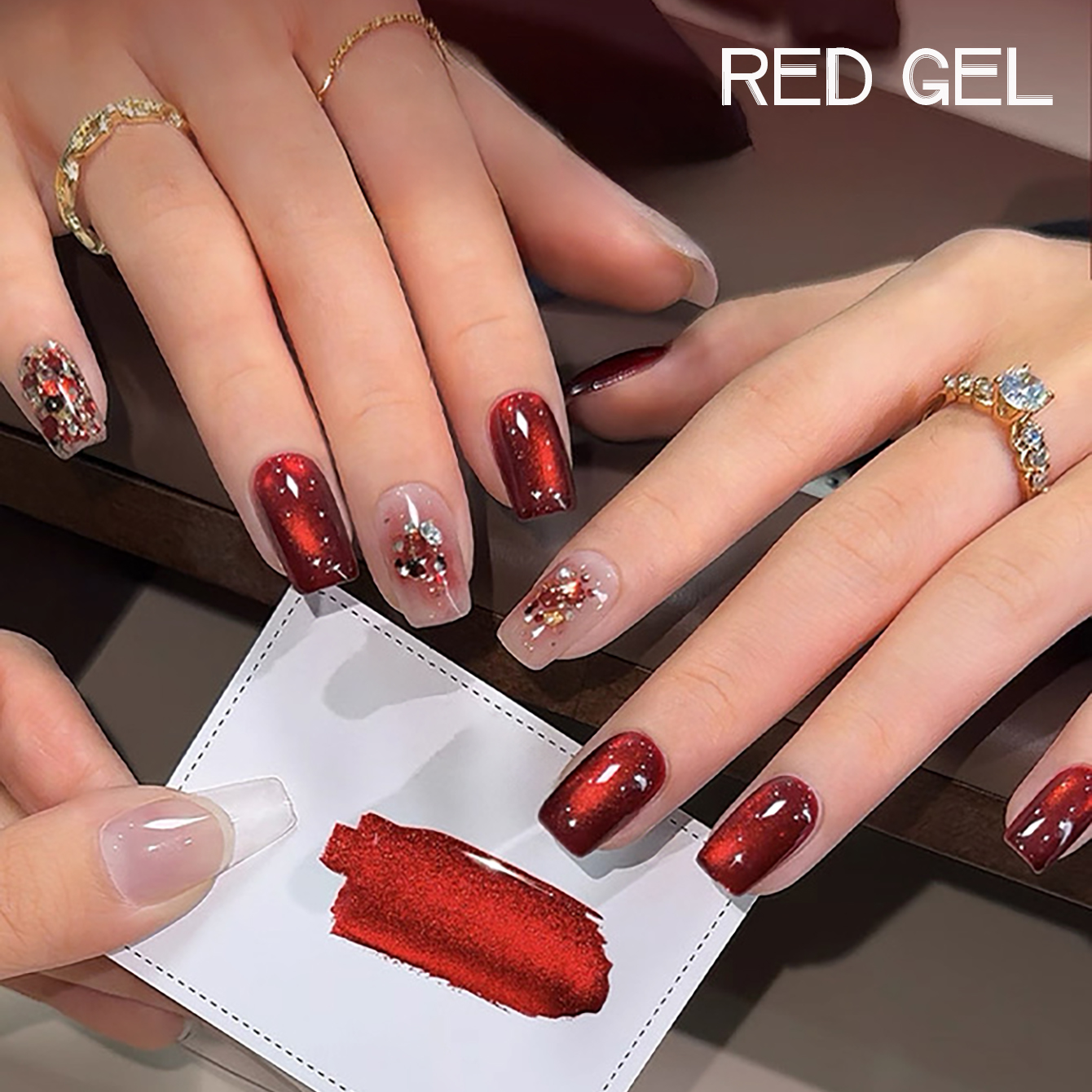 1pcs TC Flash Cherry Wine Red  - đánh giá và giá Nail Art Red Wine Cat Eye