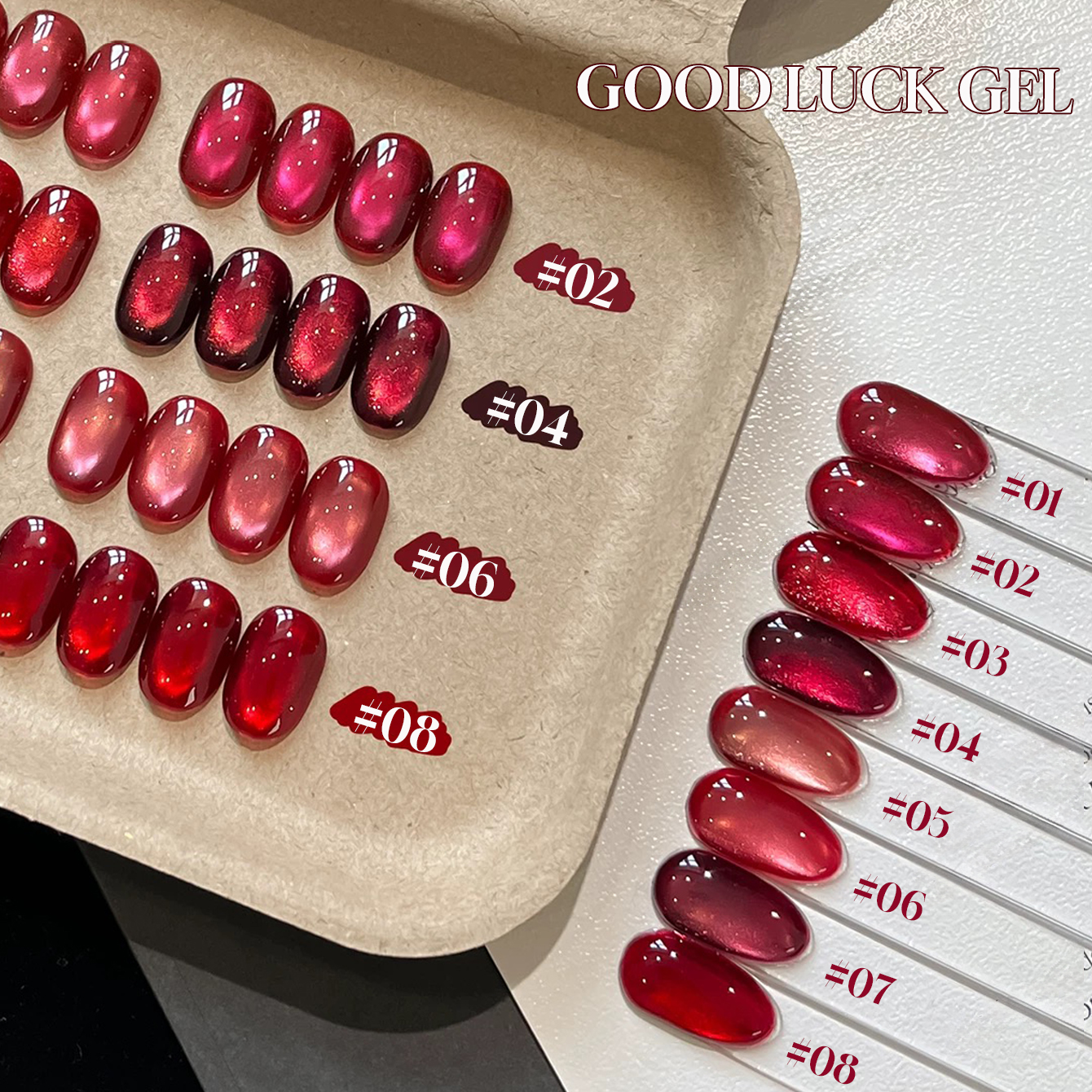 1pcs PSK New Year Fortune Red  - đánh giá và giá Nail Art Red Wine Cat Eye
