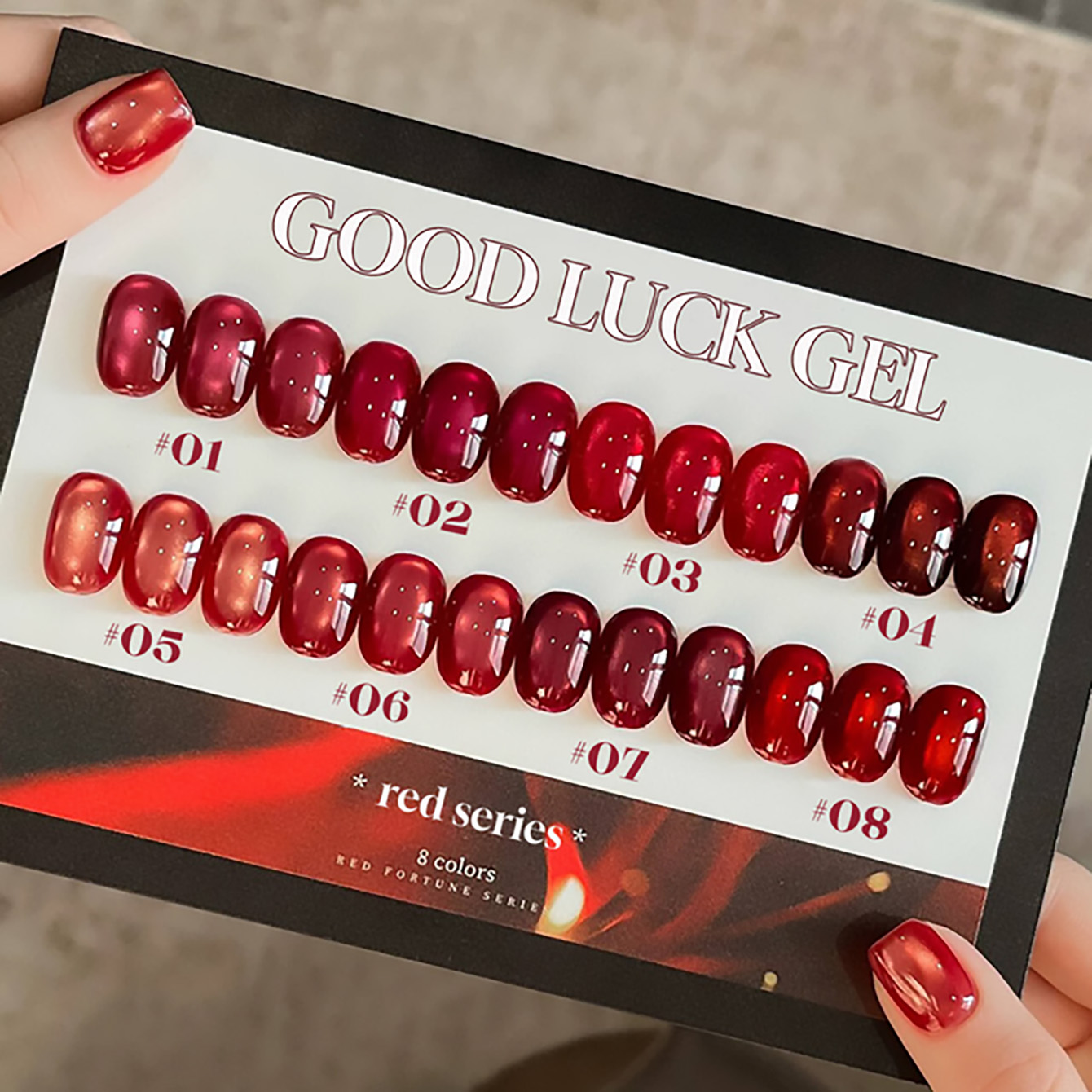1pcs PSK New Year Fortune Red  - đánh giá và giá Nail Art Red Wine Cat Eye