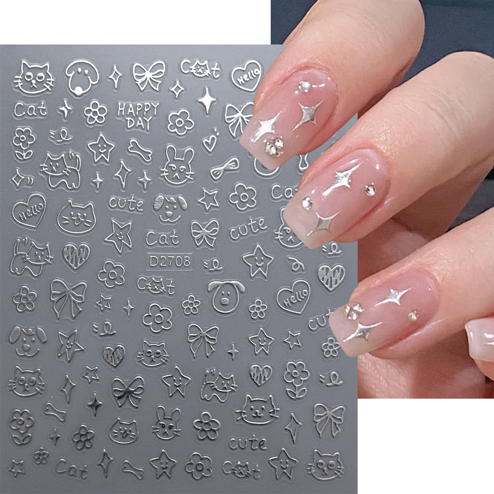 1pcs Silver Cat Bow Cartoon Na - đánh giá và giá Nail Art Vampire
