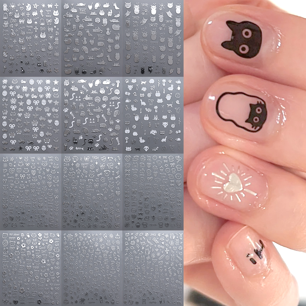 1pcs Silver Cat Bow Cartoon Na - đánh giá và giá Nail Art Vampire