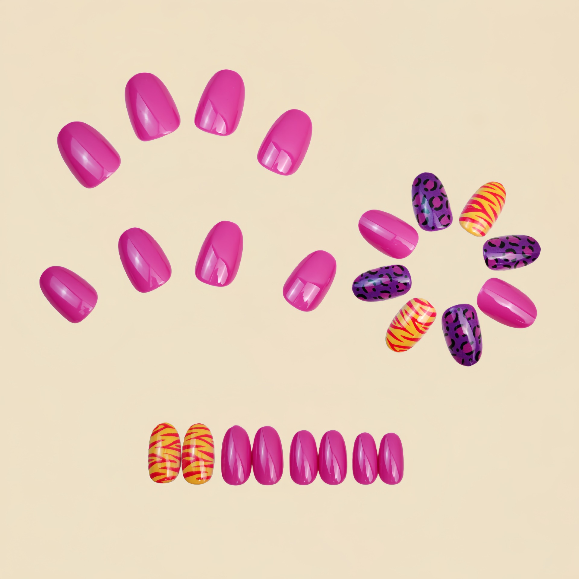 Short long fake nails for wome - đánh giá và giá Nail Art Leopard
