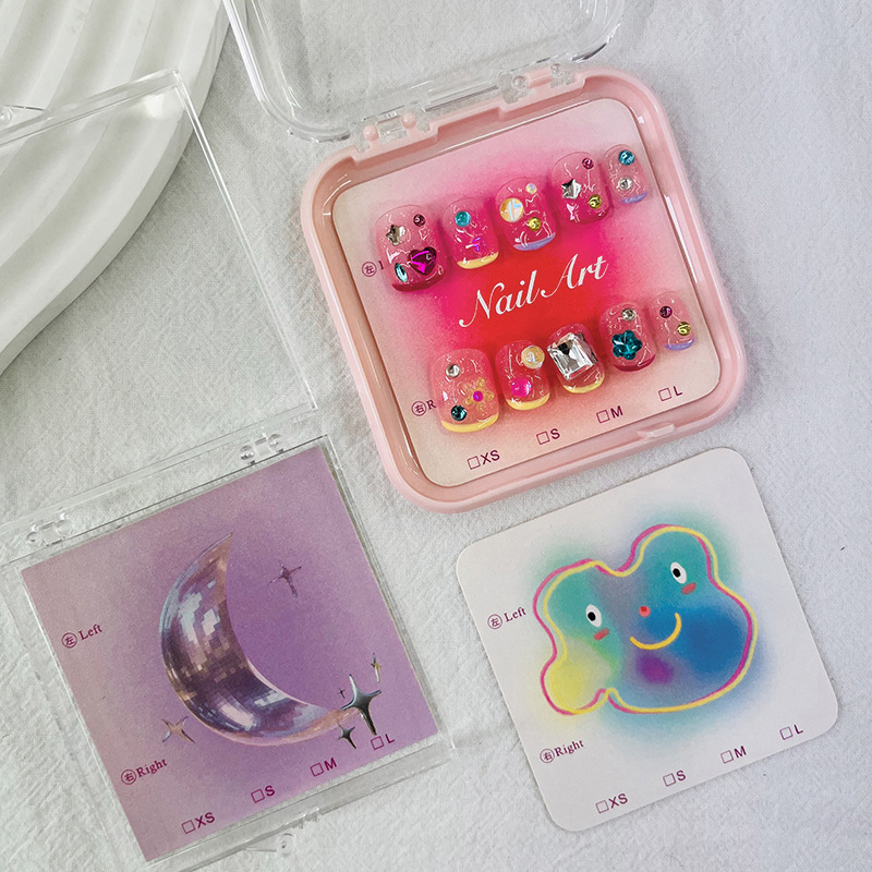 50Pcs 6.5x6.5cm 8x8cm Press On - đánh giá và giá Nail Art Kaki