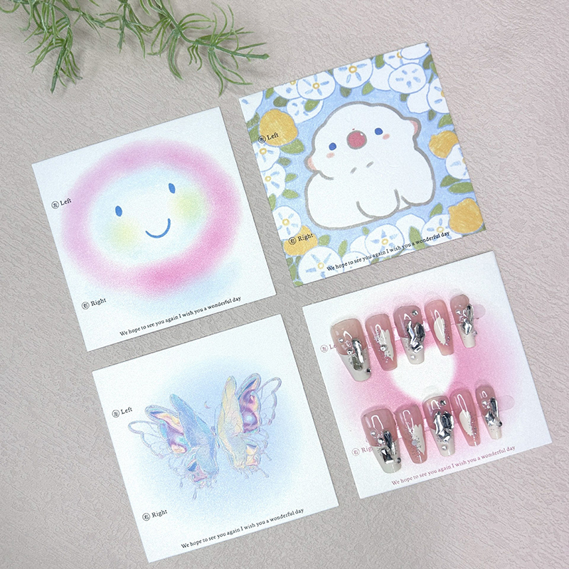 50Pcs 6.5x6.5cm 8x8cm Press On - đánh giá và giá Nail Art Kaki