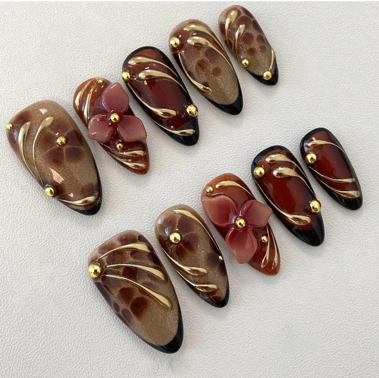 24pcs Leopard Print Brown Nail - đánh giá và giá Nail Art Leopard