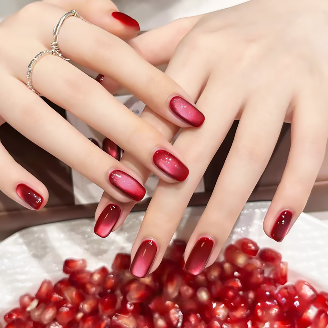 1pcs TC Red Pomegranate Cat Ey - đánh giá và giá Nail Art Red Wine Cat Eye