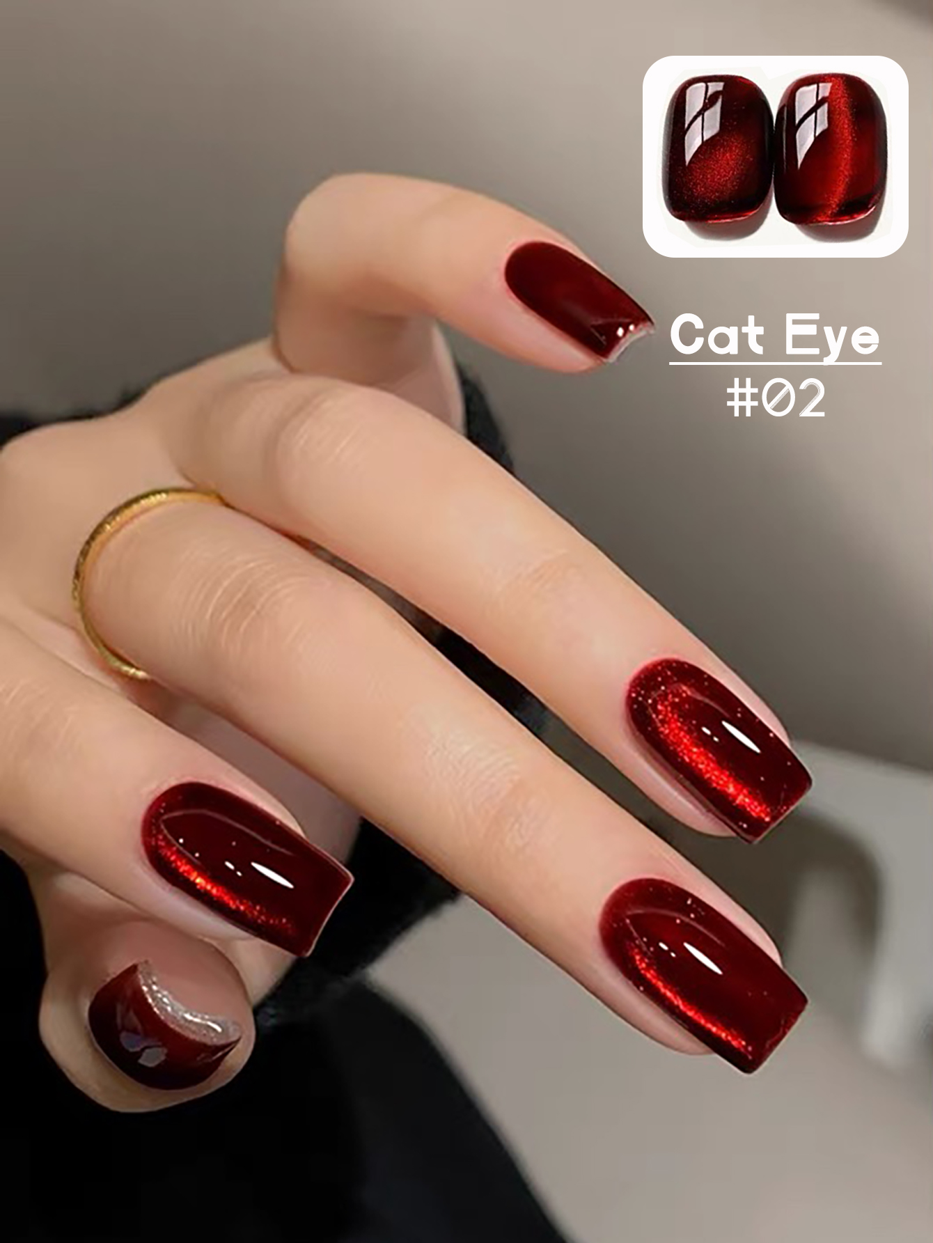 1-6Pcs TC 10ML Red Transparent - đánh giá và giá Nail Art Red Wine Cat Eye