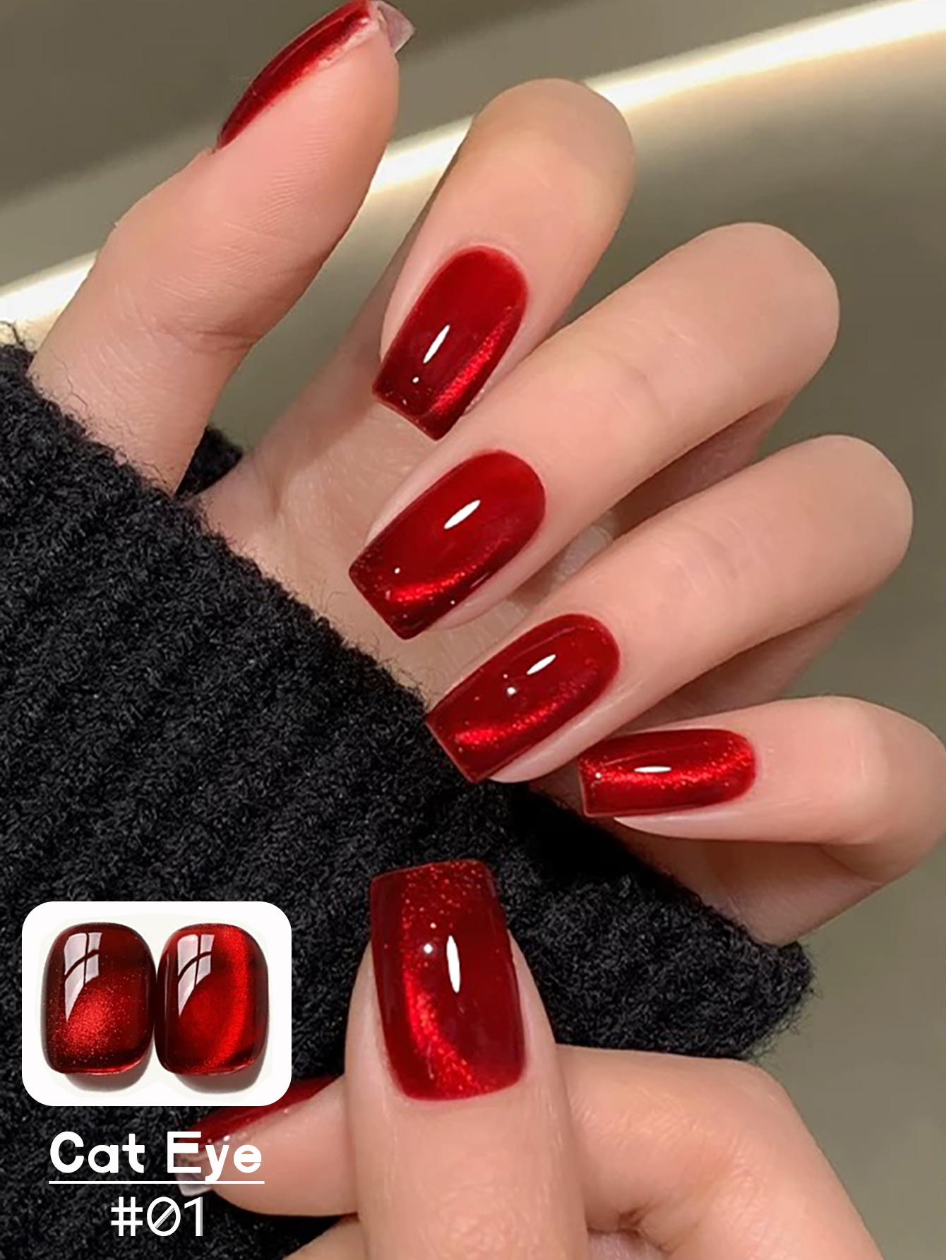 1-6Pcs TC 10ML Red Transparent - đánh giá và giá Nail Art Red Wine Cat Eye