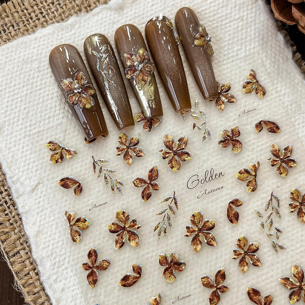 5D Fall Flower Nail Stickers D - đánh giá và giá Nail Art Leopard