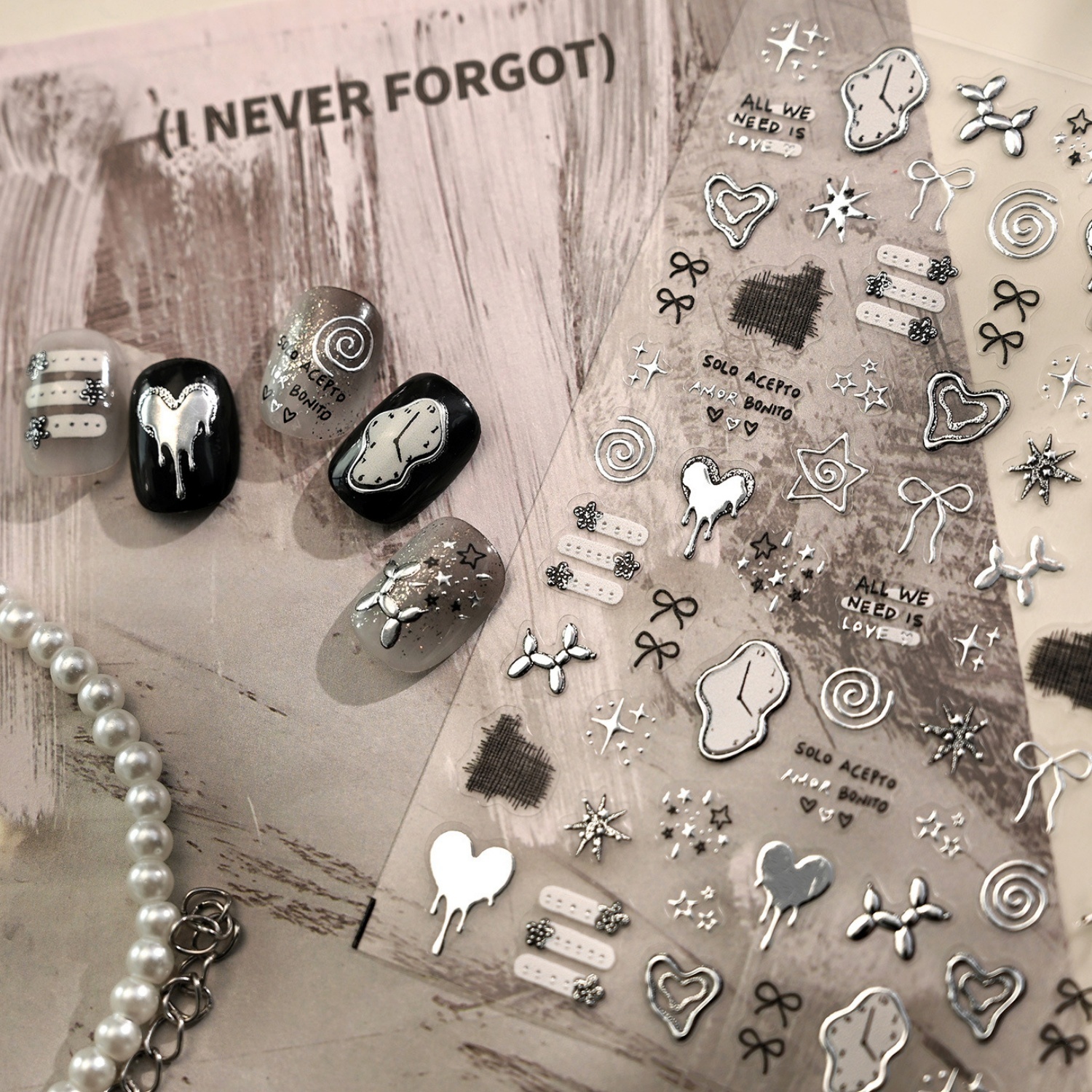 Cool Silver Gray Y2K Symbol 5D - đánh giá và giá Nail Art Vampire