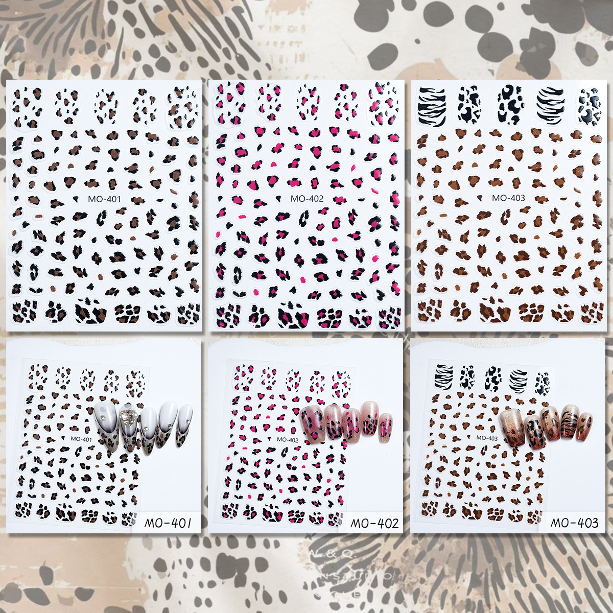 3/6 Sheets Leopard Print Nail  - đánh giá và giá Nail Art Leopard