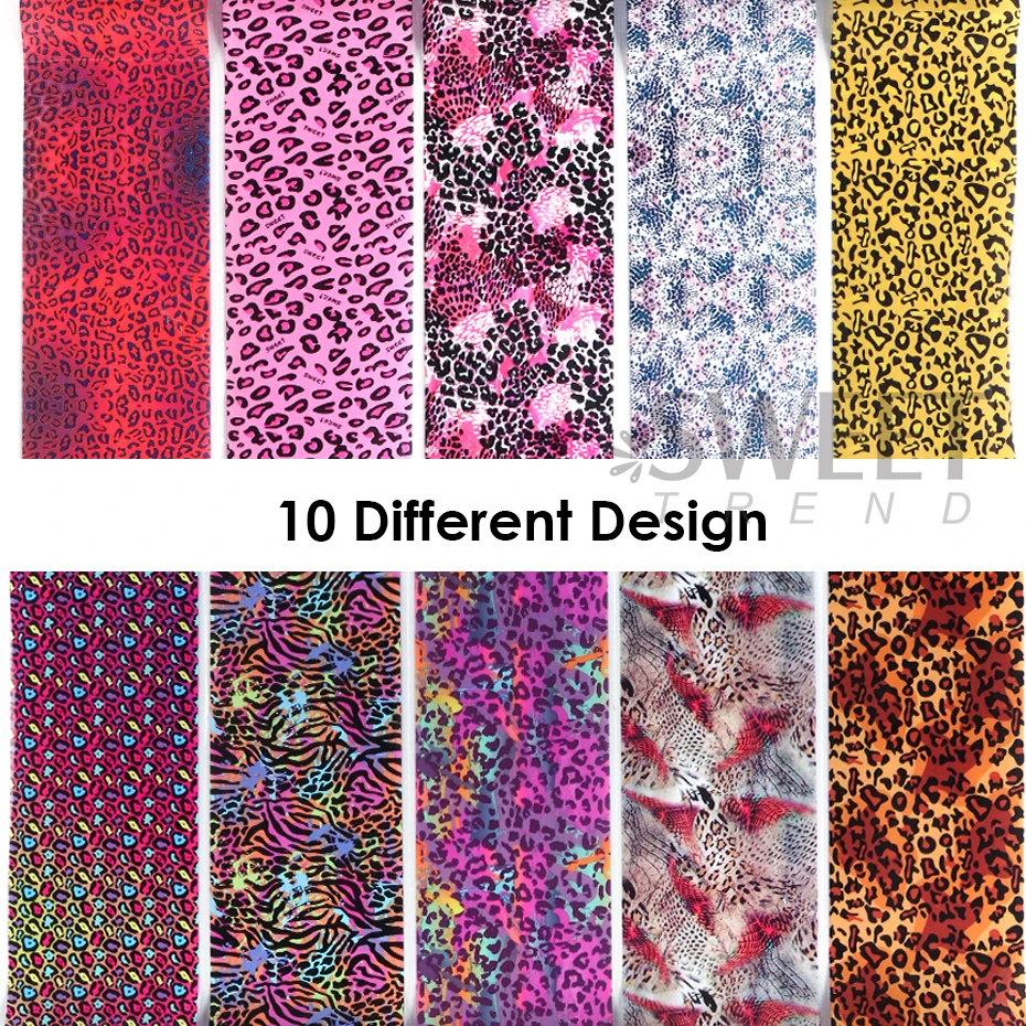 10pcs Colorful Leopard Print N - đánh giá và giá Nail Art Leopard