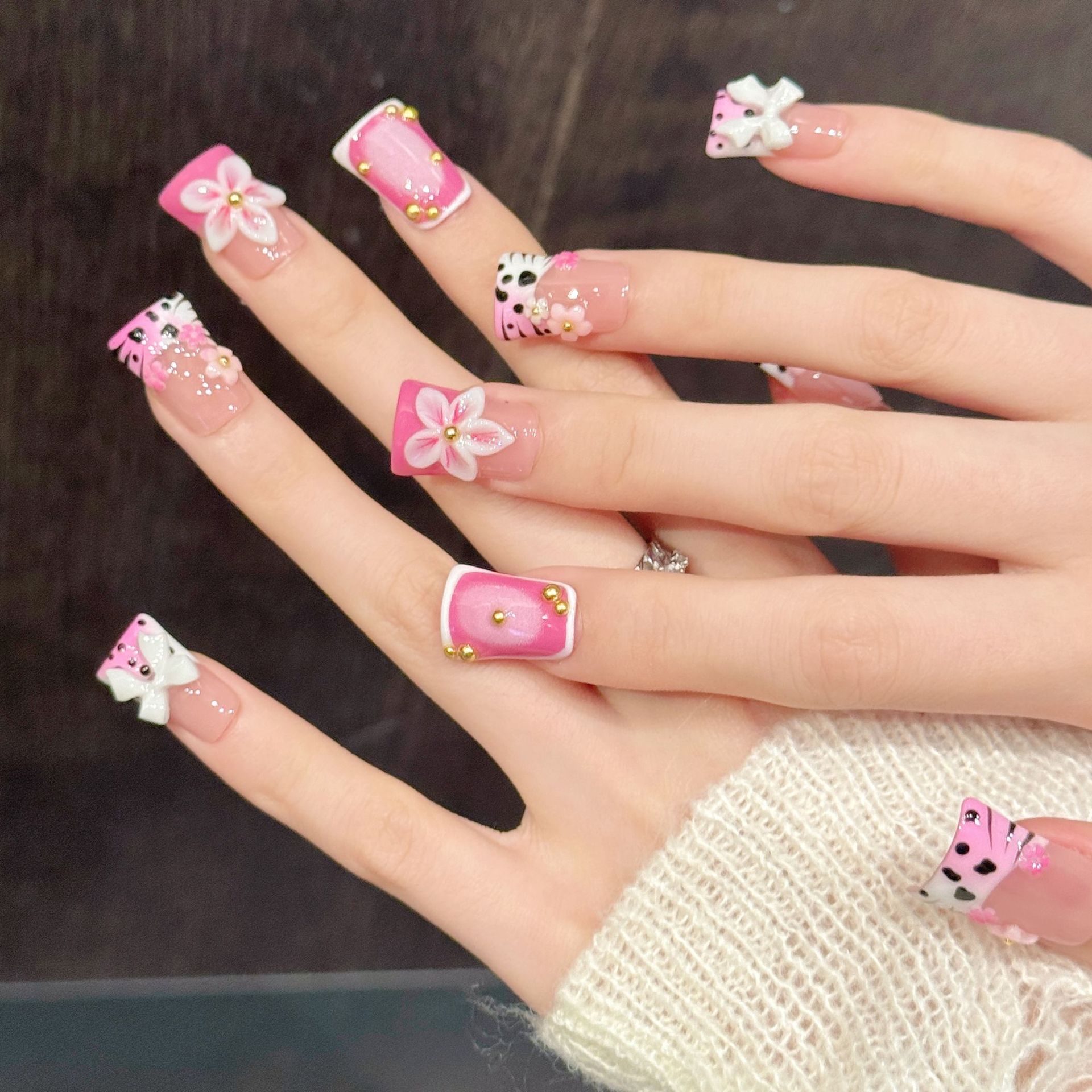 10pcs Pure Hand Pressed Duck N - đánh giá và giá Nail Art Leopard