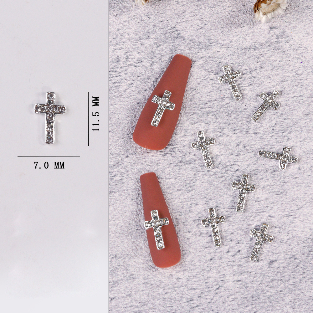 10Pcs Gold/Silver Cross Nail C - đánh giá và giá Nail Art Vampire