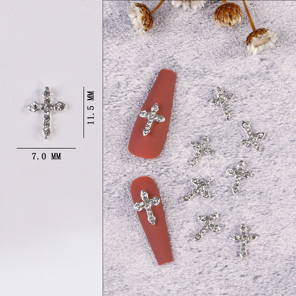 10Pcs Gold/Silver Cross Nail C - đánh giá và giá Nail Art Vampire