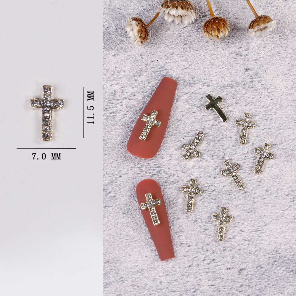 10Pcs Gold/Silver Cross Nail C - đánh giá và giá Nail Art Vampire