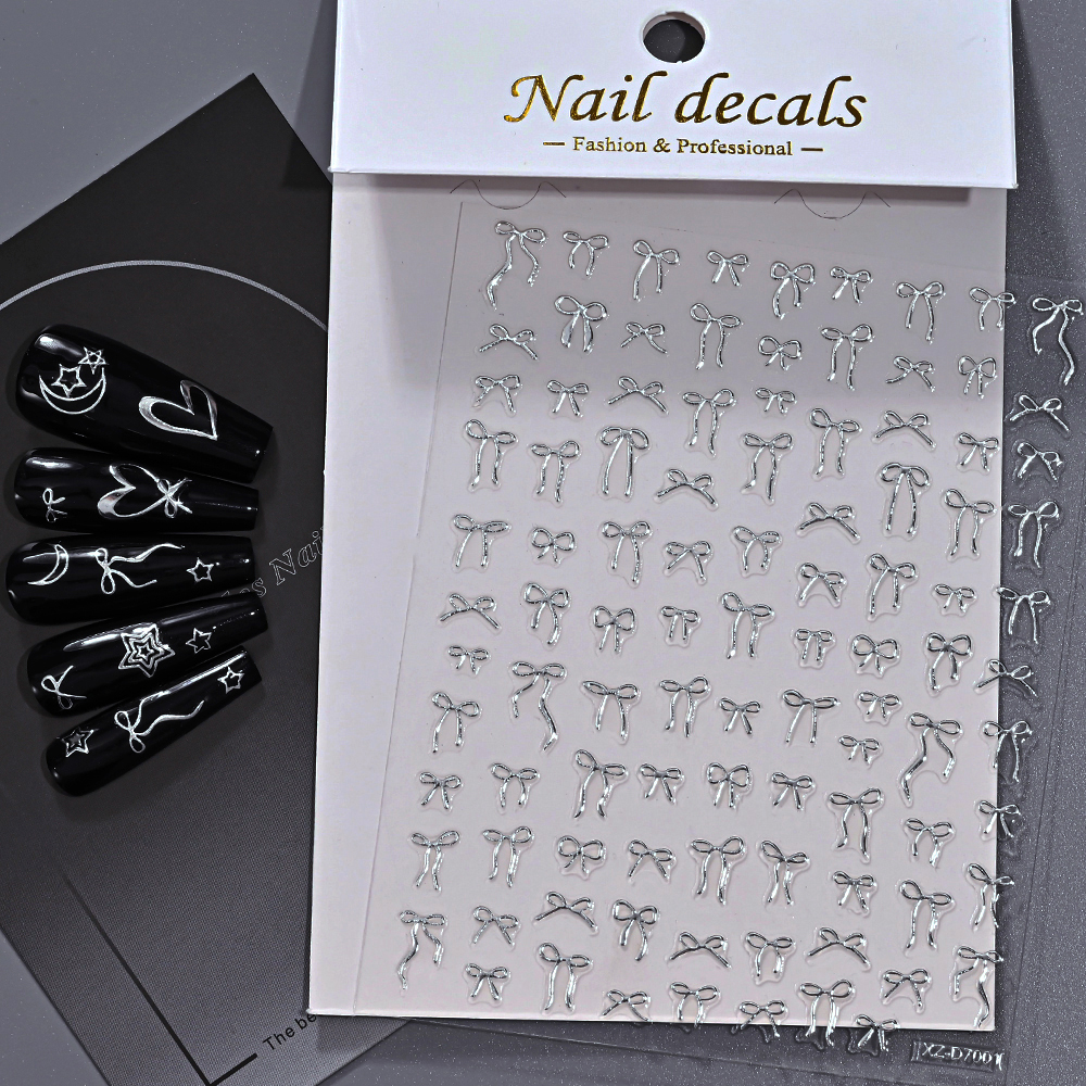 1Pcs 3D Metal Silver Bowknot N - đánh giá và giá Nail Art Vampire