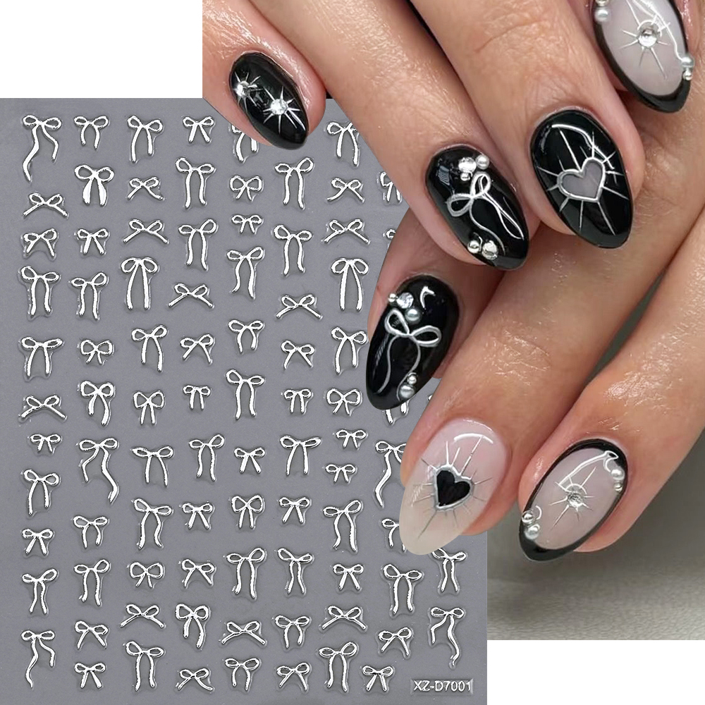 1Pcs 3D Metal Silver Bowknot N - đánh giá và giá Nail Art Vampire