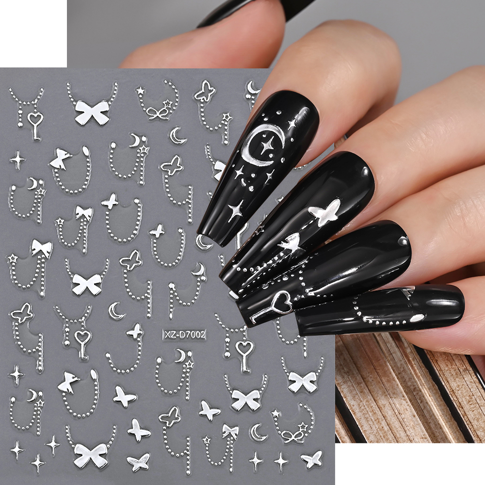 1Pcs 3D Metal Silver Bowknot N - đánh giá và giá Nail Art Vampire