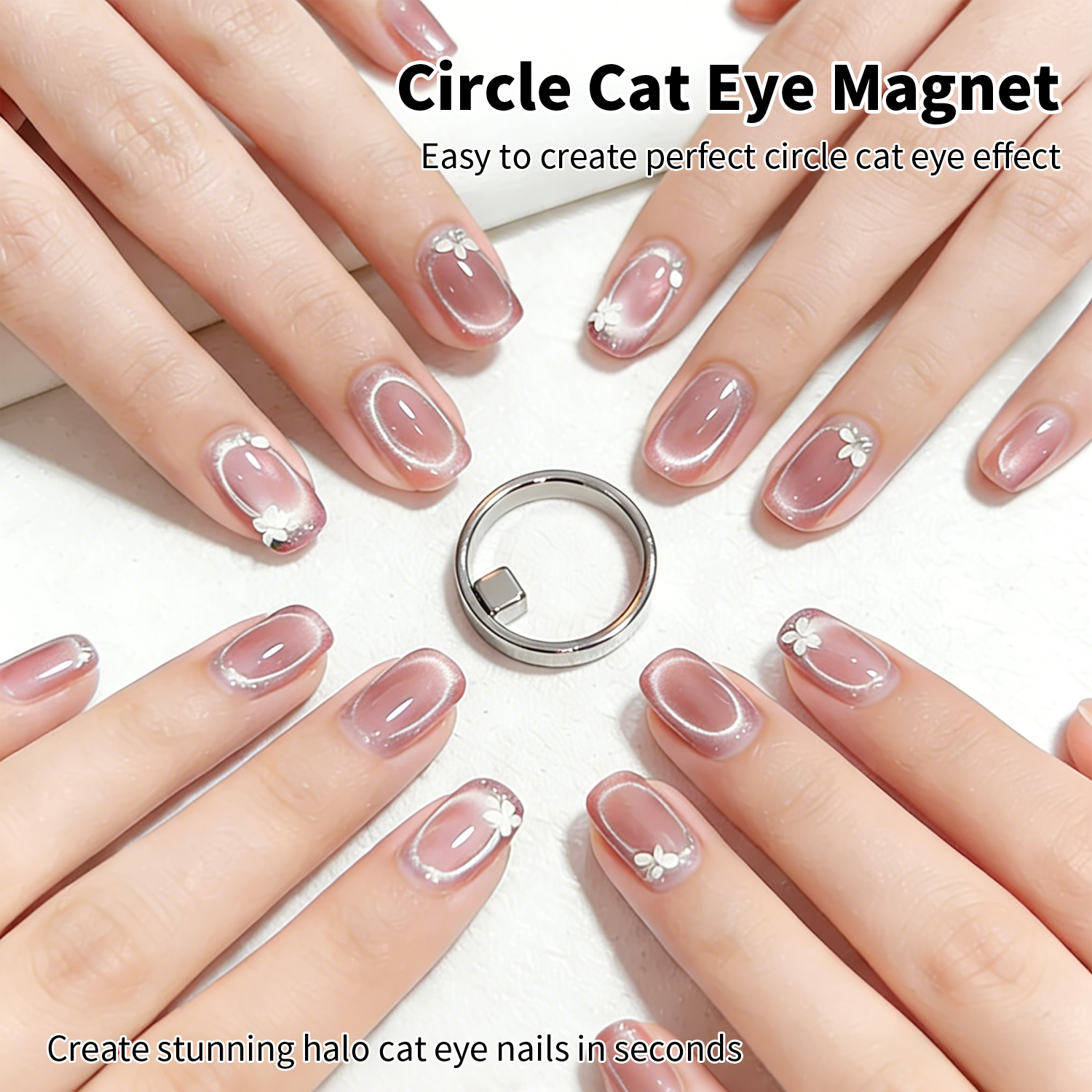 Hollow Cat Eye Magnet Ring Sha - đánh giá và giá Nail Art Halal