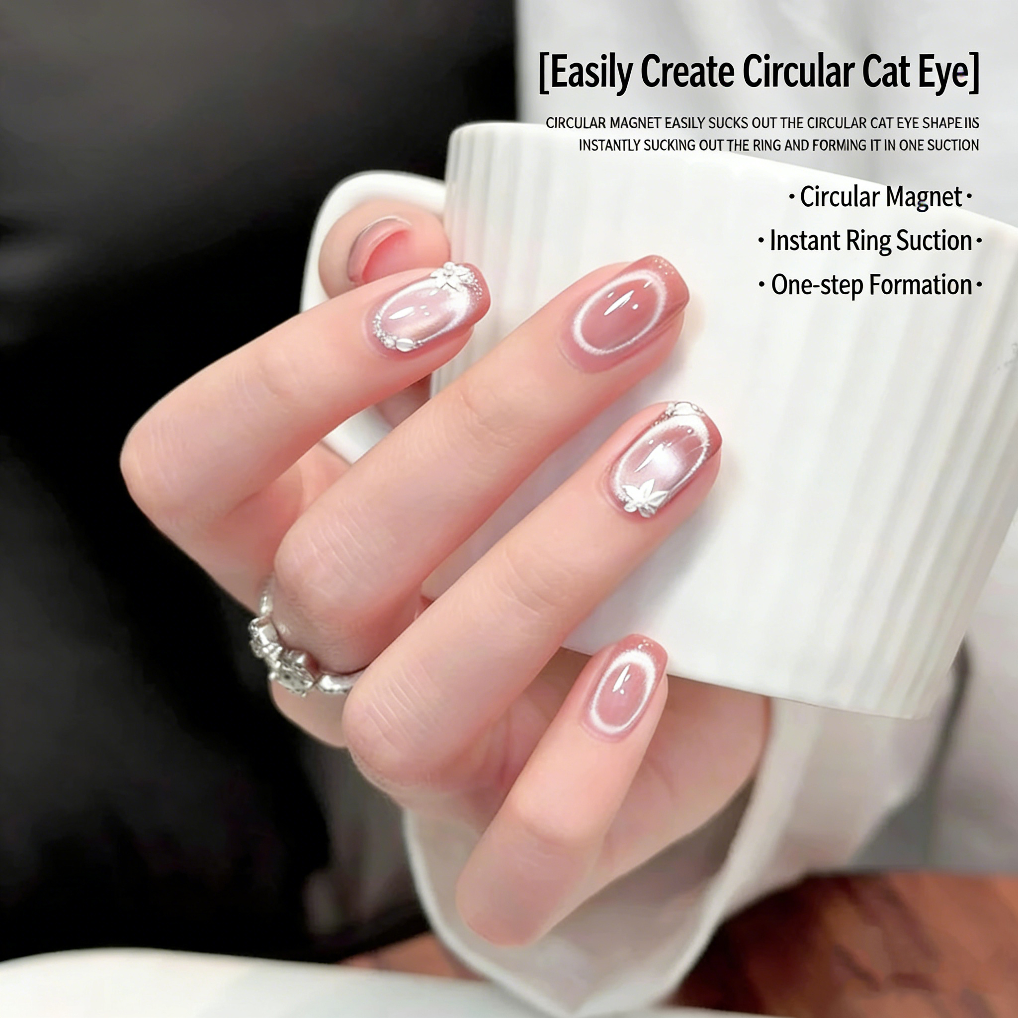 Hollow Cat Eye Magnet Ring Sha - đánh giá và giá Nail Art Halal