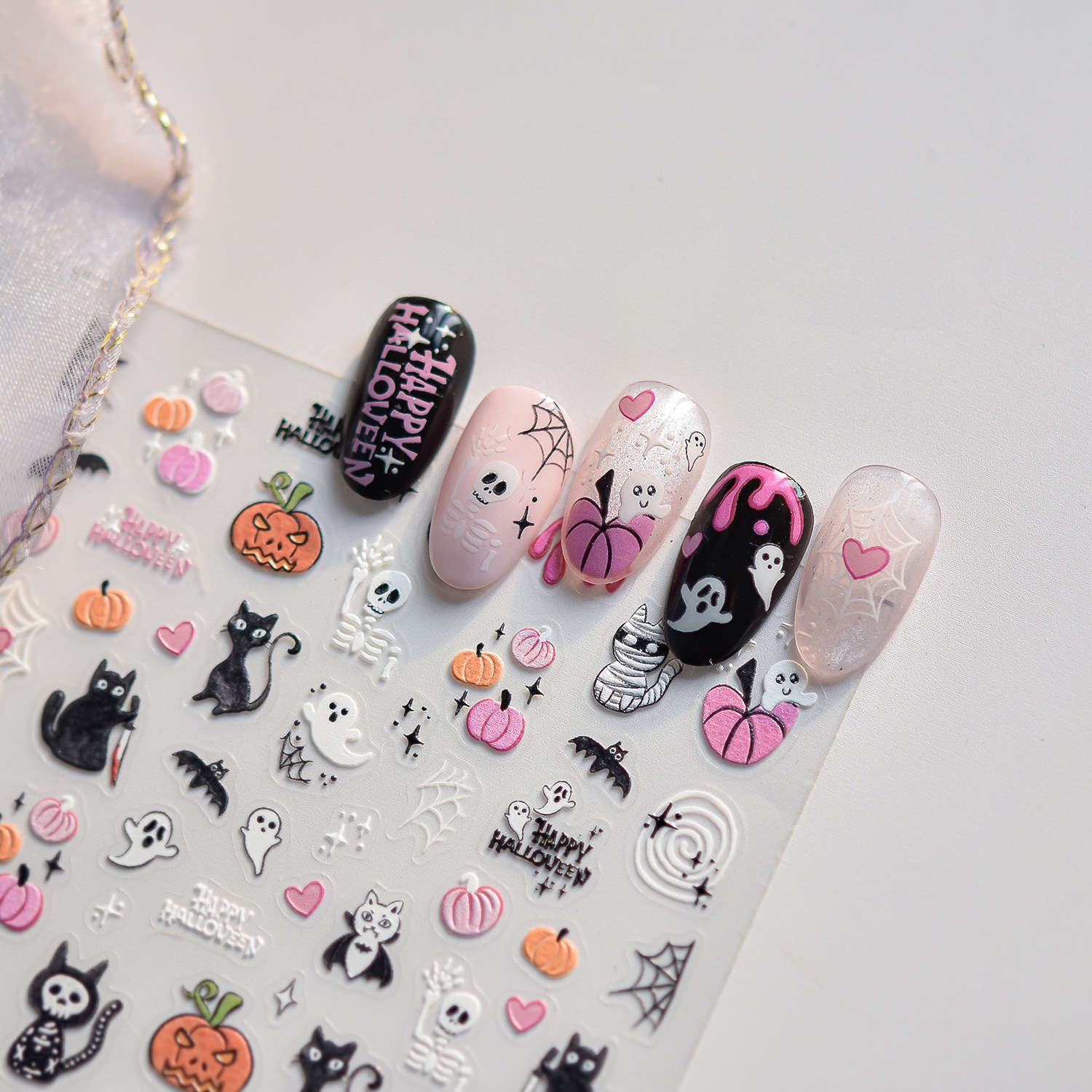 1pcs 5D Embossed Pink Pumpkin  - đánh giá và giá Nail Art Vampire